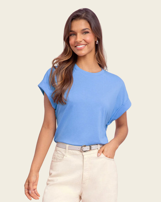 Camiseta con cuello redondo#color_c39-azul-claro
