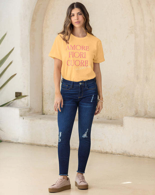 Camiseta básica manga corta con estampado