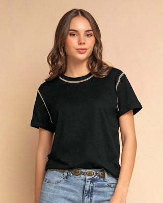 Camiseta básica manga corta con estampado#color_700-negro
