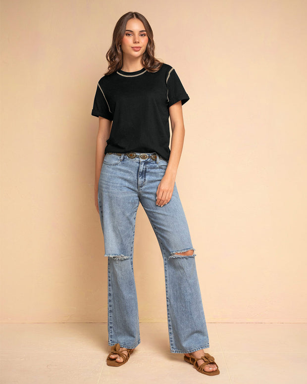 Camiseta básica manga corta con estampado