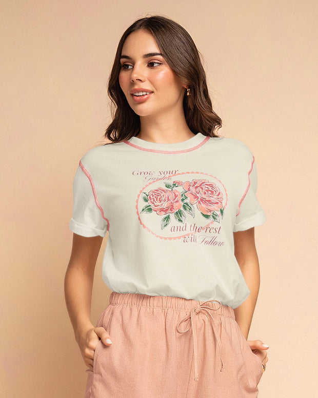 Camiseta básica manga corta con estampado