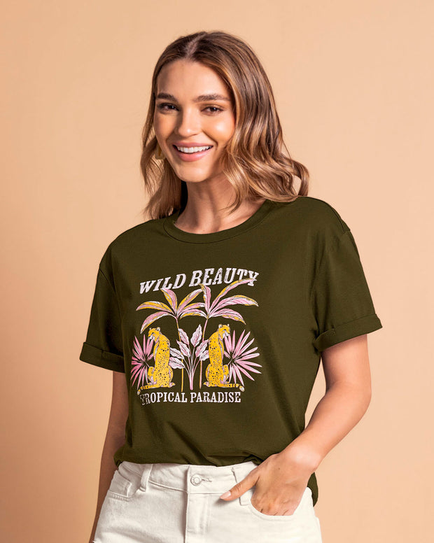 Camiseta básica manga corta con estampado