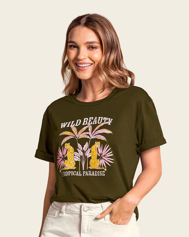 Camiseta básica manga corta con estampado