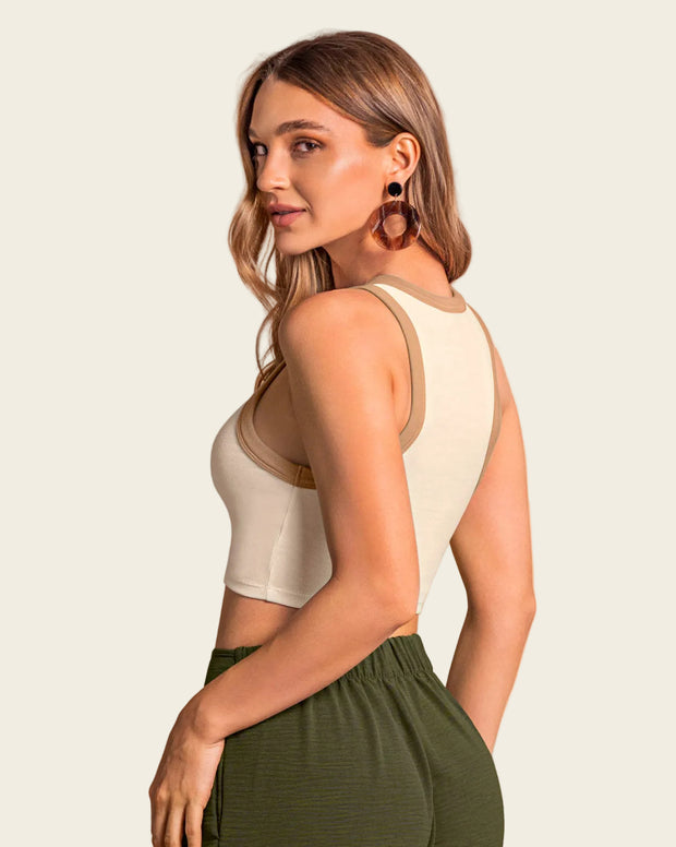 Camiseta crop top manga sisa cuello redondo