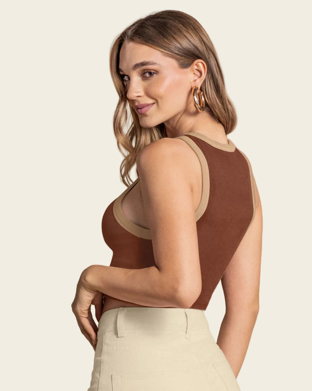 Camiseta crop top manga sisa cuello redondo