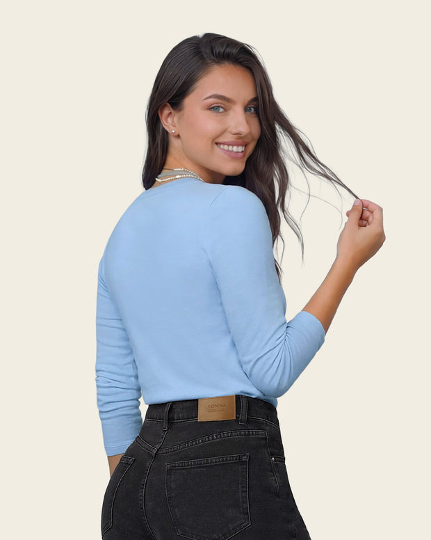 Camiseta manga larga básica de silueta ajustada