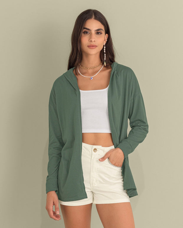 Saquillo largo con capucha y puños en la misma tela