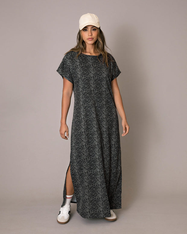 Vestido largo con escote en espalda con tiras para anudar