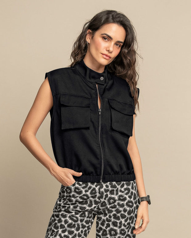 Chaleco amplio con bolsillos cargo en frente