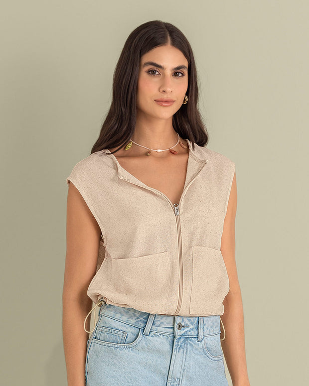 Chaleco manga sisa con cierre metálico