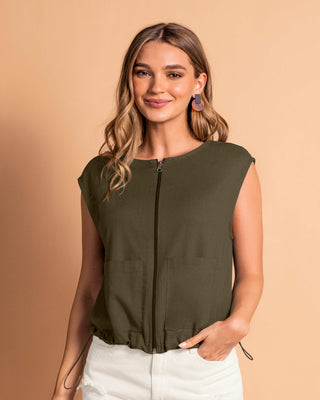 Chaleco manga sisa con cierre metálico#color_c46-verde-militar