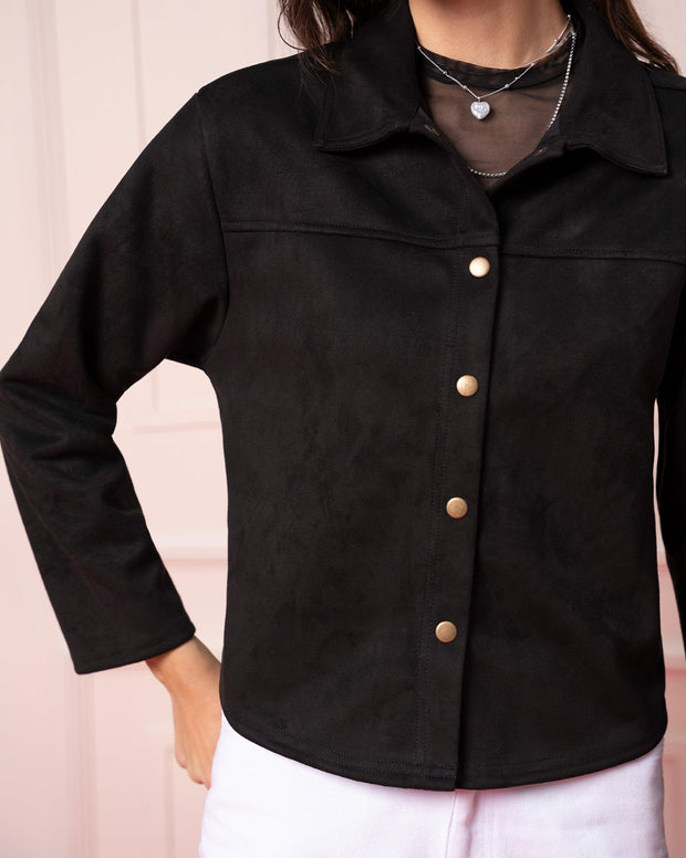 Chaqueta en tela tipo gamuza