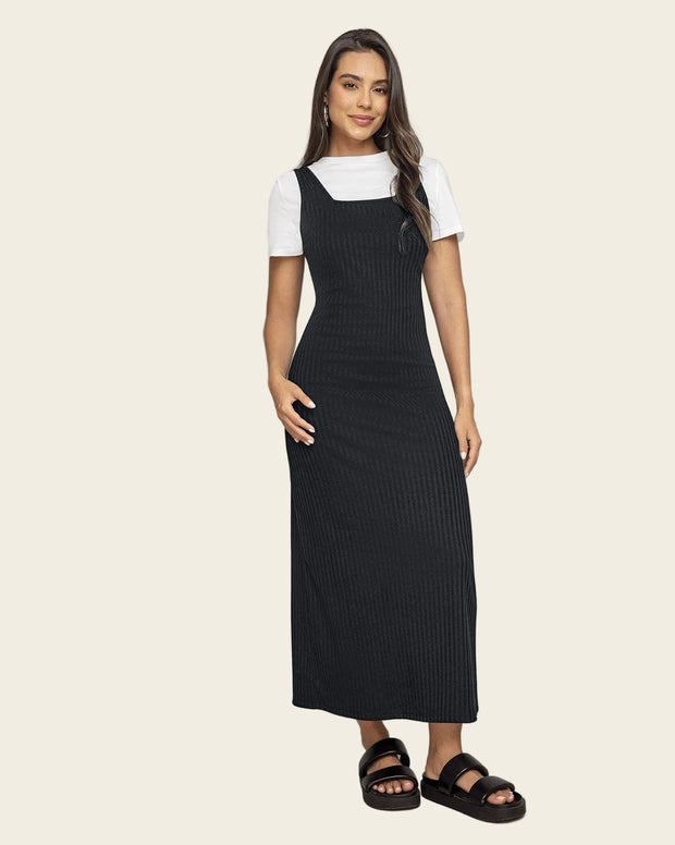 Vestido manga sisa doble escote