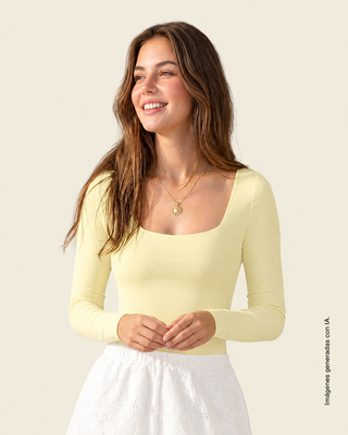 Camiseta manga larga ajustada#color_111-amarillo-claro