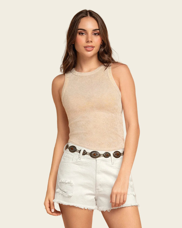 Camiseta manga sisa en tela con brillo
