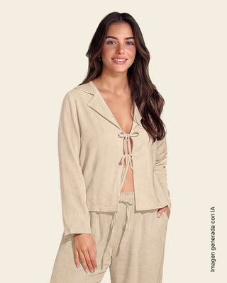 Blazer con tiras para anudar en frente#color_084-arena