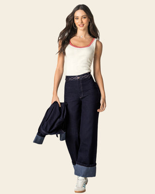 Camiseta ajustada con detalles en contraste#color_018-marfil