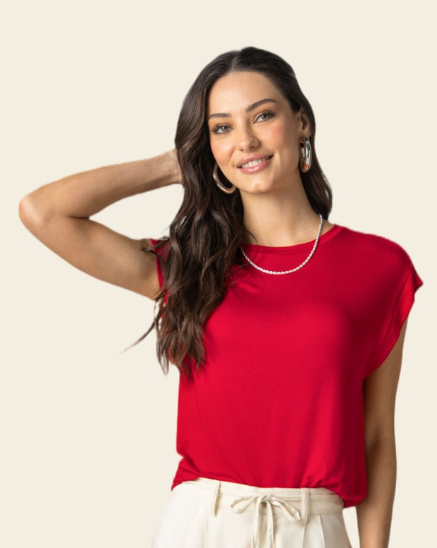 Camiseta manga sisa con estampado frontal