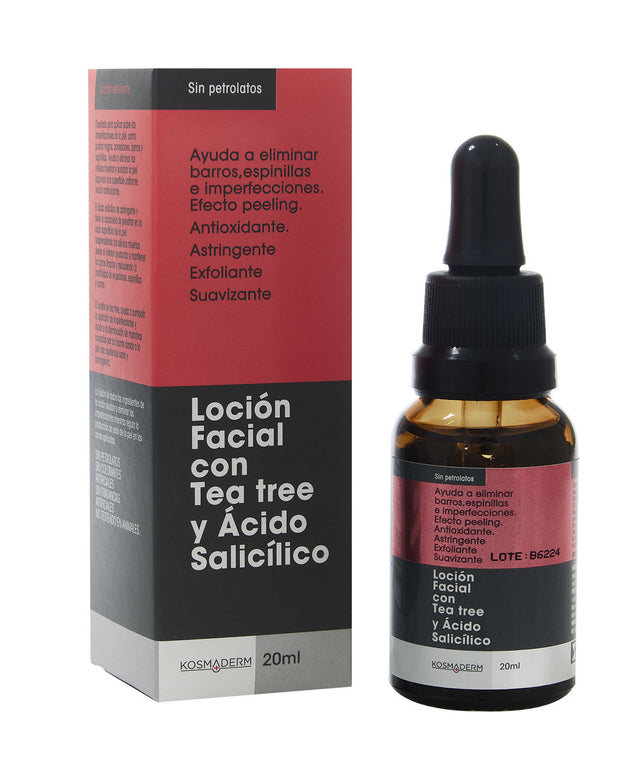 Loción facial con tea tree y ácido salicílico