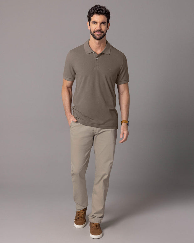 Pantalón bota recta en drill de tacto suave stretch