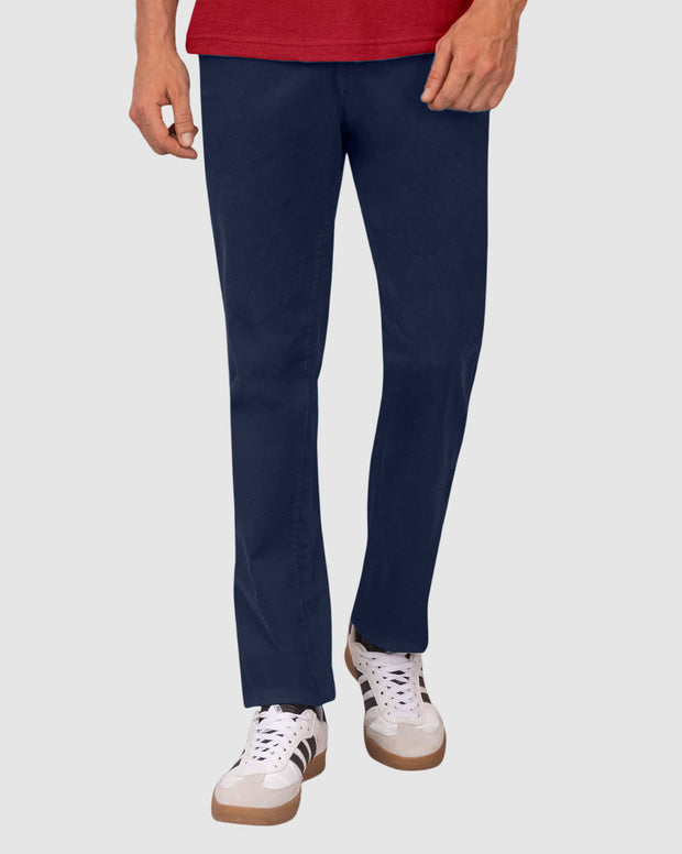Pantalón bota recta en drill de tacto suave stretch