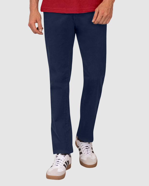 Pantalón bota recta en drill de tacto suave stretch