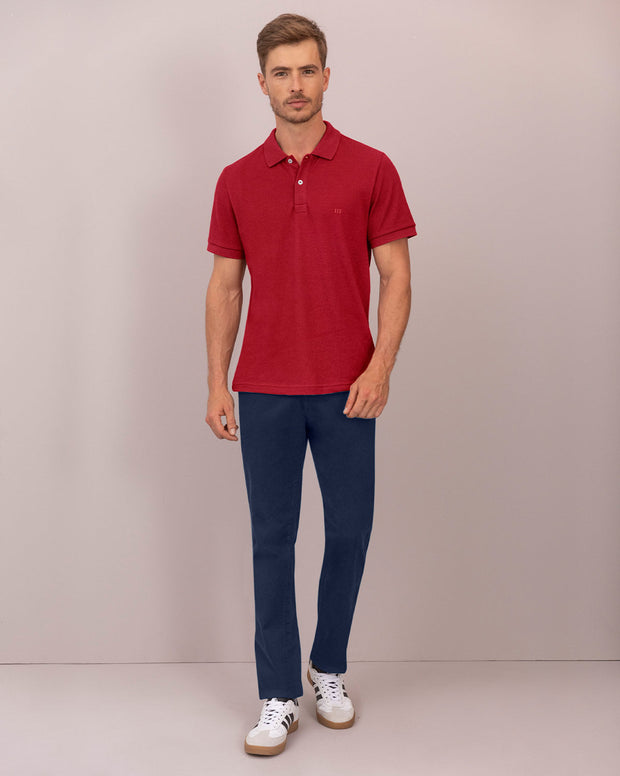 Pantalón bota recta en drill de tacto suave stretch