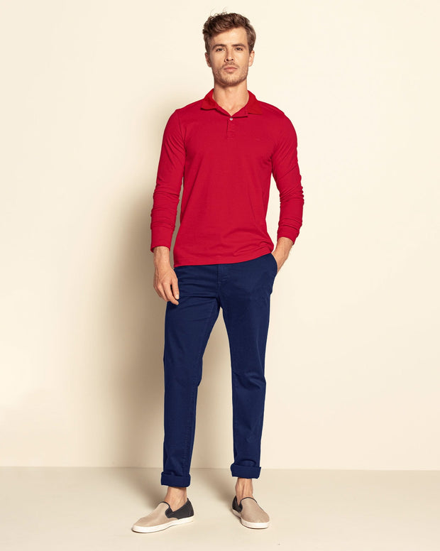 Pantalón bota recta en drill de tacto suave stretch