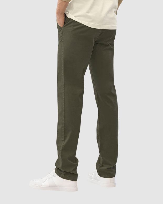 Pantalón bota recta en drill de tacto suave stretch