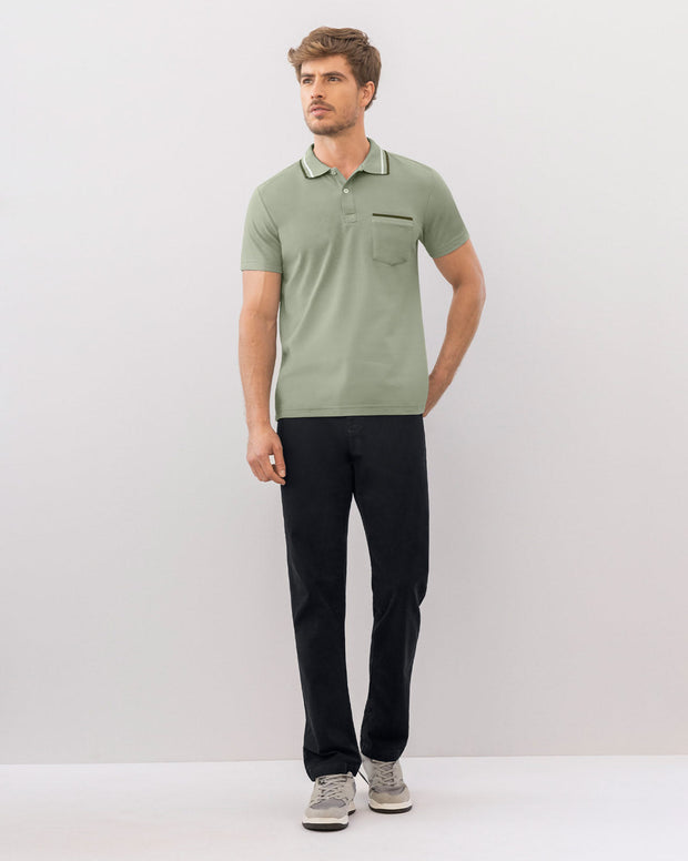Pantalón bota recta en drill de tacto suave stretch