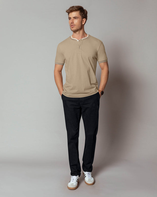 Pantalón bota recta en drill de tacto suave stretch