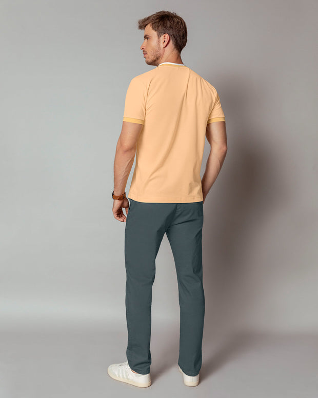 Pantalón bota recta en drill de tacto suave stretch