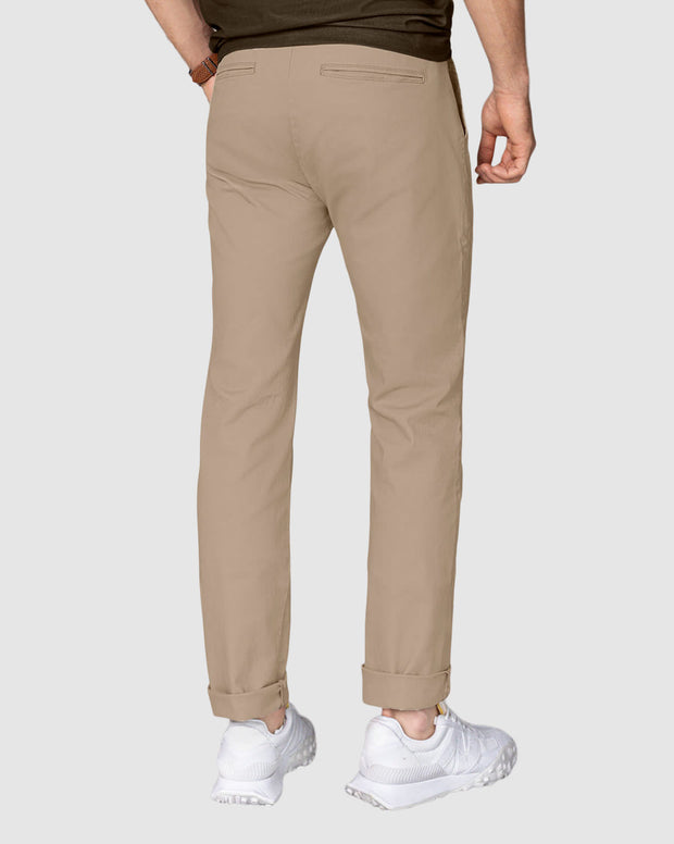 Pantalón bota recta en drill de tacto suave stretch