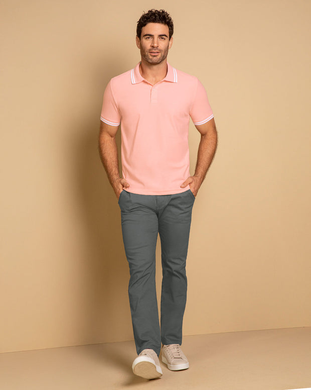 Camiseta tipo polo clásica con cuello y mangas en tejido texturizado