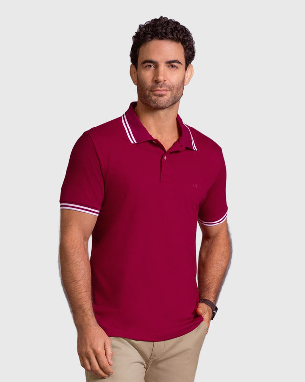 Camiseta tipo polo clásica con cuello y mangas en tejido texturizado