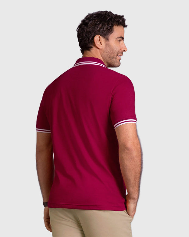 Camiseta tipo polo clásica con cuello y mangas en tejido texturizado