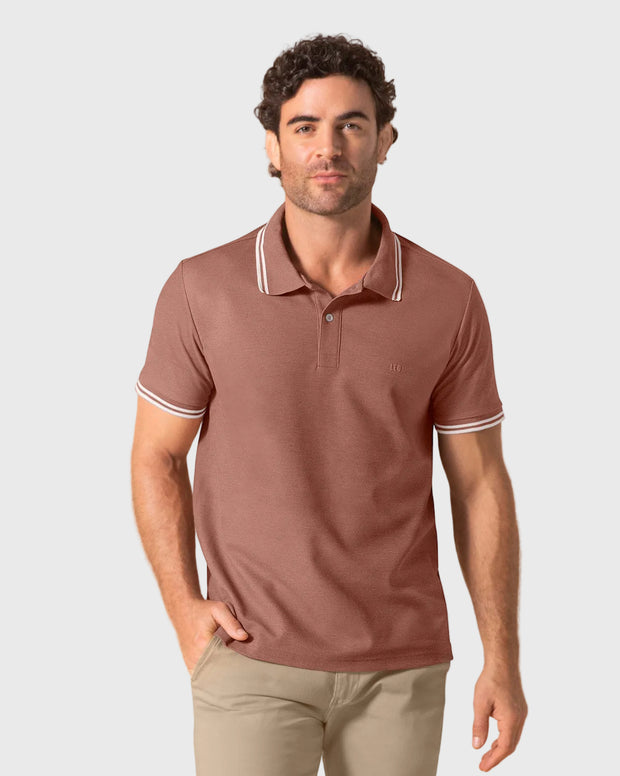 Camiseta tipo polo con cuello y mangas tejidas