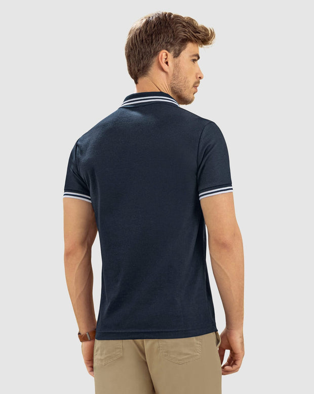 Camiseta tipo polo con cuello y mangas tejidas