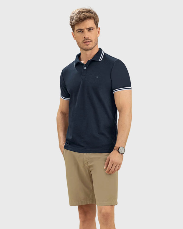 Camiseta tipo polo con cuello y mangas tejidas