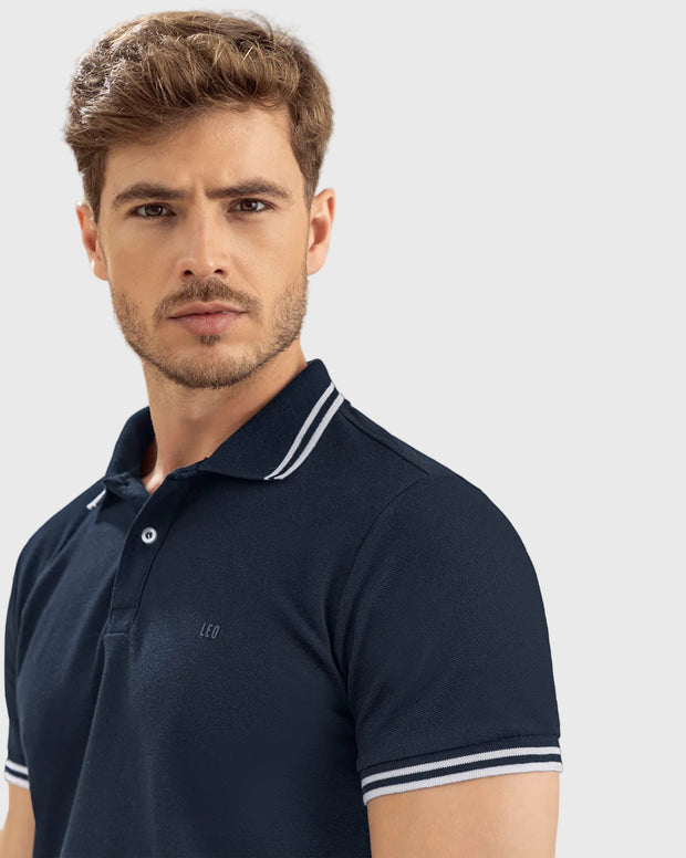 Camiseta tipo polo con cuello y mangas tejidas