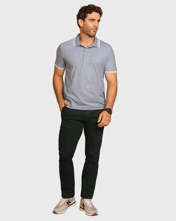 Camiseta tipo polo con cuello y mangas tejidas