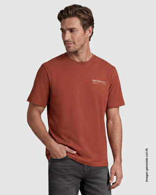 Camiseta manga corta con estampado localizado y cuello redondo#color_179-terracota-oscuro