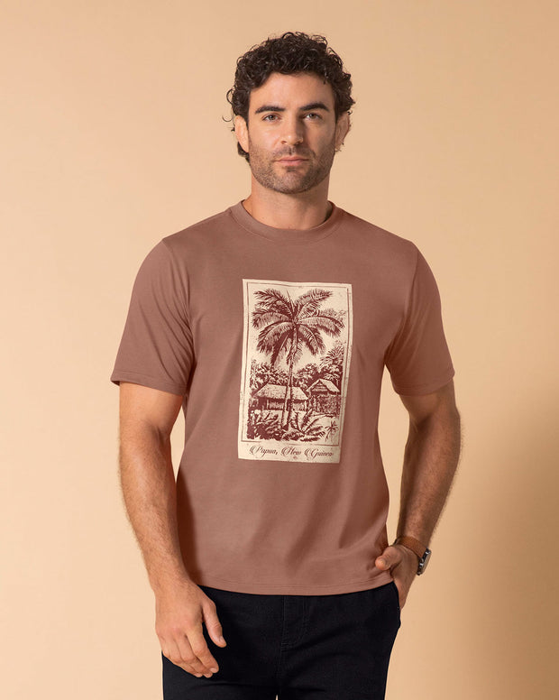 Camiseta manga corta con estampado localizado y cuello redondo