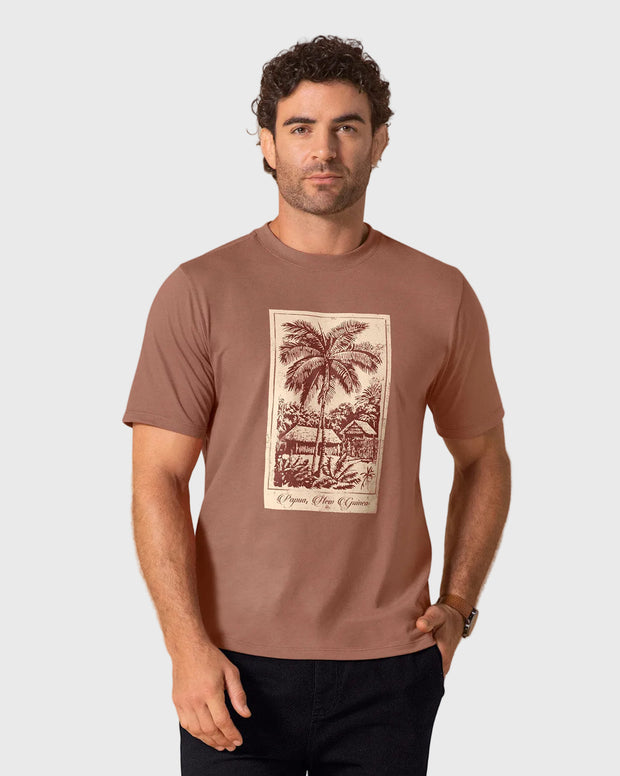 Camiseta manga corta con estampado localizado y cuello redondo