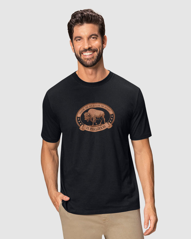 Camiseta manga corta con estampado localizado y cuello redondo