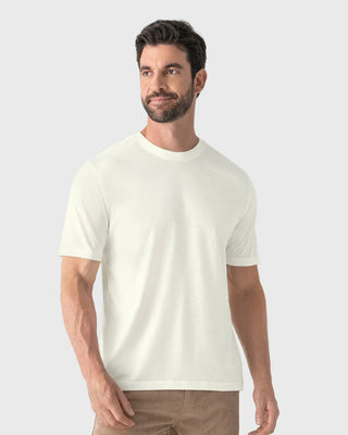 Camiseta manga corta con estampado localizado y cuello redondo#color_812-marfil