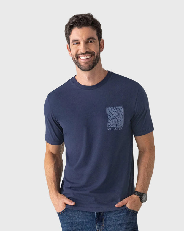 Camiseta manga corta con estampado localizado y cuello redondo