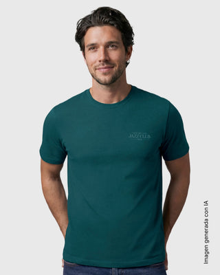 Camiseta manga corta con estampado localizado y cuello redondo#color_c43-verde-jade