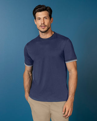 Camiseta cuello redondo manga corta#color_c42-azul-oscuro
