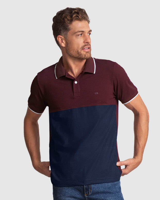Camiseta tipo polo bloque de color